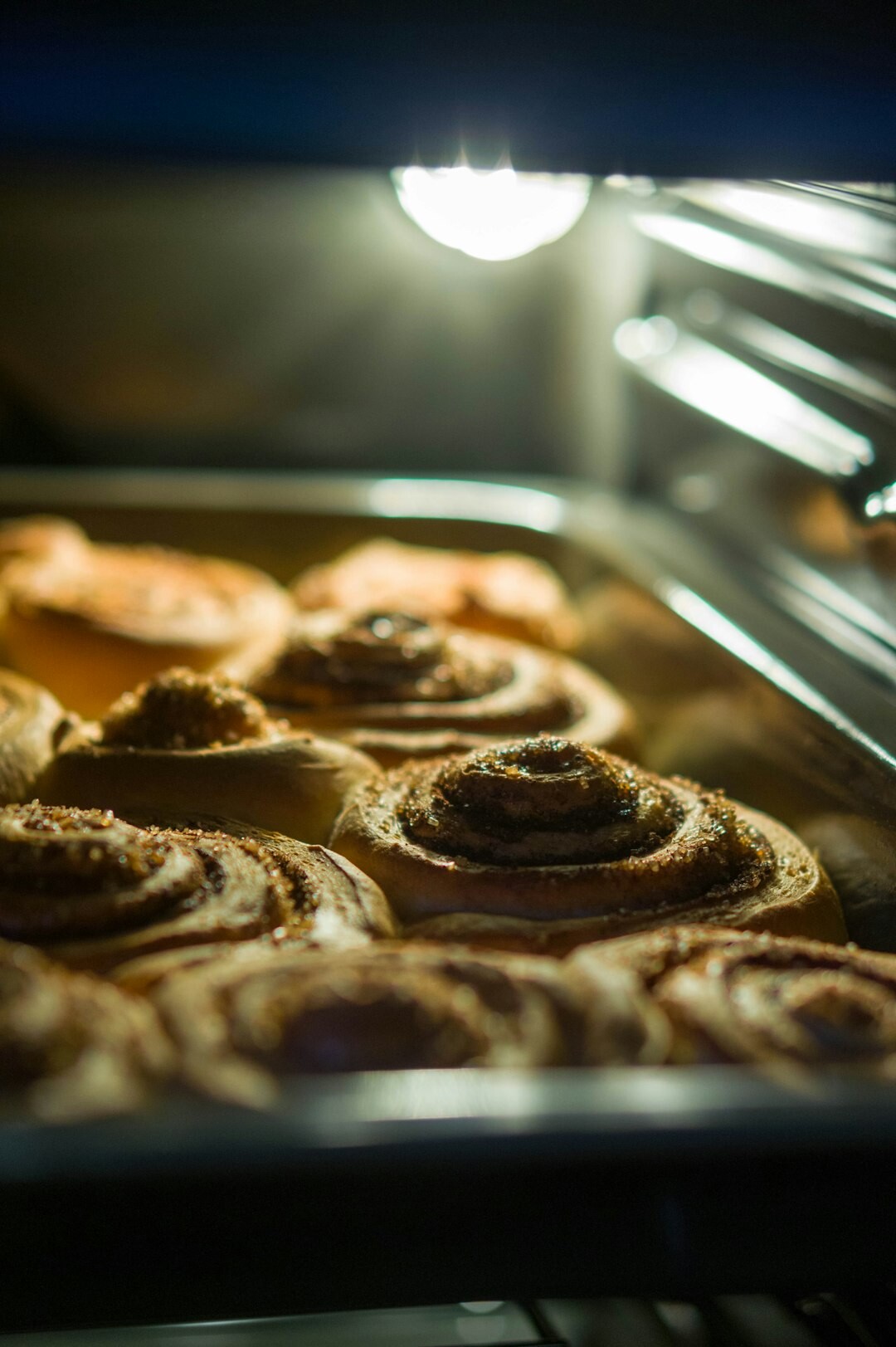 bread baking in oven